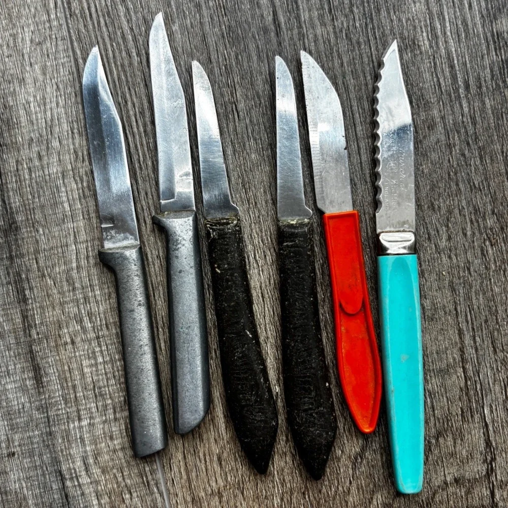 Vintage Mixed Paring Knife Lot Wavecrest Sheffield England Quikut 6pc Set
